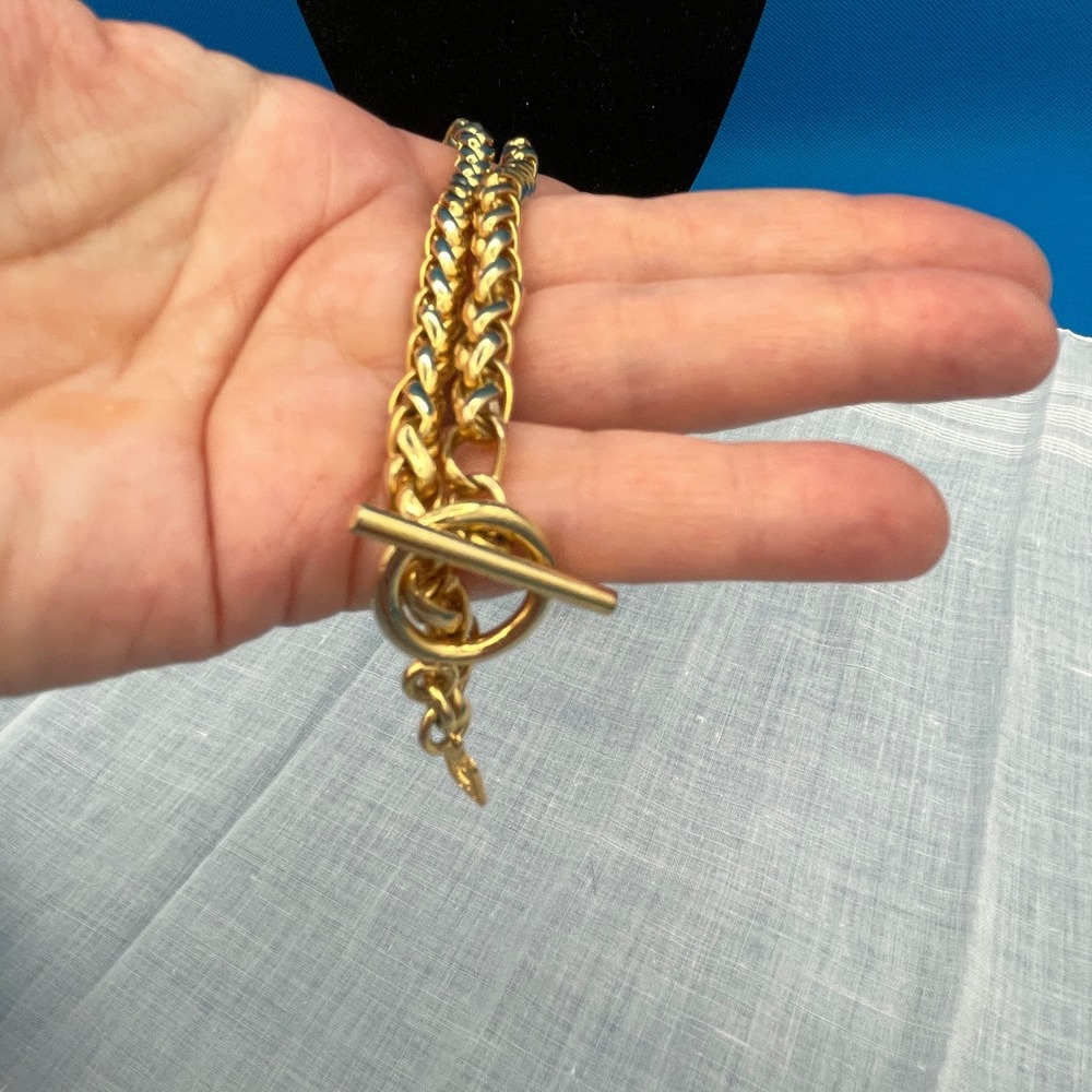 Jones New York Gold Tone Women 17.5" Thick Wheat Chain Toggle Necklace - Picture 5 of 6